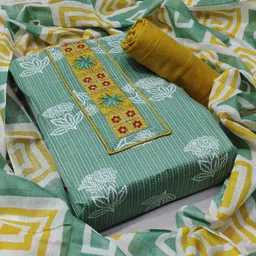 silkora Unstitched Pure Cotton Salwar Suit Material Self Design-picture-14