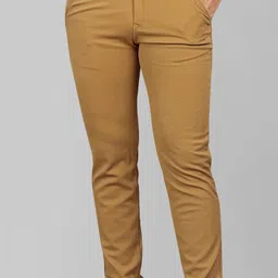 combraided Men Straight Fit Khaki Lycra Blend Trousers image 5