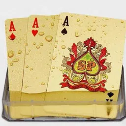 deeglo 24K Gold Plated Plastic Waterproof / Tash 3 Patti, Fancy Deck Card Golden Foil image 2