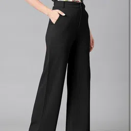 shupriya fashion hub Women Regular Fit Black Cotton Blend Trousers-picture-14