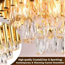 arus Modern K9 Crystal Black Gold(300mm) 3Colors Warm White, Moon Light,Golden Light. Chandelier Ceiling Lamp image 5