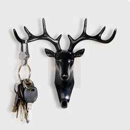 kn inc Pack of 2 Deer Head Wall Hook, Decorative Key and Accessory Holder Plastic Key Holder image 1