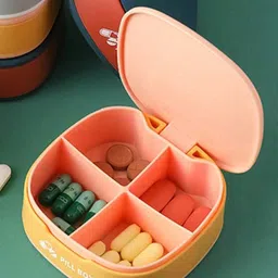 7 Days Travel Pill Case, Small Pill Box, 4 Compartments Pocket Portable-7.7x7.7x2.9 Cm Pill Box-image-53