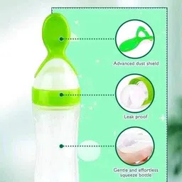 kidbea Baby Food Feeding Spoon, Ultra Soft Food Grade Silicone 2 Pieces ( Pink, Green ) - 250 ml image 4