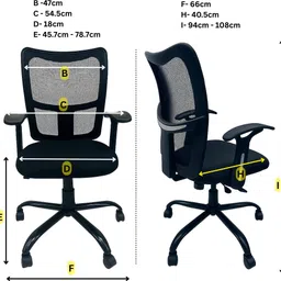 takhtaara Ergonomic Mesh Office Chair with Fixed Arms, Cushioned Seat & Durable Base Fabric, Mesh Office Executive Chair image 3