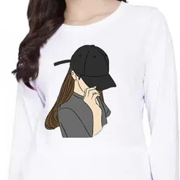 sqf Women Printed Round Neck Polyester White T-Shirt-picture-27