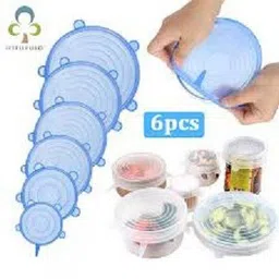 bcs traders 6 Pcs of Reusable Food Seal Wrap Different Size Stretch Covers for Kitchen Utensils, Bowls, Jars, Cans, Mugs 35.4 inch Lid Set image 3