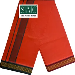 SAC SHREE APARAJEET CREATIONS Men's Red Colour Trendy & Traditional Embroidered Border Cotton Men's Dhoti Embroidered, Self Design, Solid Men Dhoti image 3