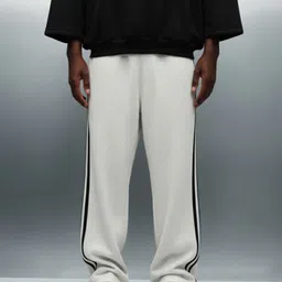 dockstreet Men Striped White Track Pants image 1