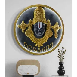 artociti 24X24 inch Tirupati Balaji 3D Relief Mural with LED Wall Hanging Spiritual Wall Art image 1