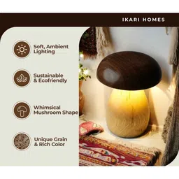ikari homes Handcrafted Wooden Mushroom Lamp image 2