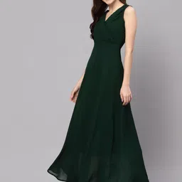 aayu Women Fit and Flare Green Maxi/Full Length Dress image 3
