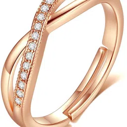 myki Stainless Steel Crystal Gold Plated Ring image 3