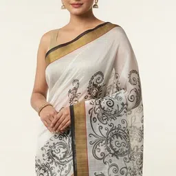 anugrah textile Printed Banarasi Lycra Blend, Chiffon Saree-picture-21