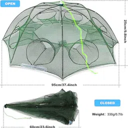netking Umbrella Crab Fishing Net with 8 Pockets | 6mm Mesh Fish Trap & Bait Net Fishing Net image 3