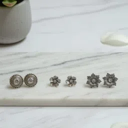 pinki Beautiful combo earing Brass, Sterling Silver, Cobalt, Stone, Resin, Bronze, Alloy, Silver, Crystal Magnetic Earring, Stud Earring, Hoop Earring, Plug Earring, Earring Set-picture-46