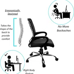 oakcraft Low Back Ergonomic|Lumbar Support|Soft Comfortable PU Pads |Fabric Chair Fabric Office Arm Chair image 4