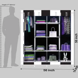 mezire 3 door 12 Rack Print PP Collapsible Wardrobe image 5