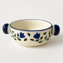 merakiware Ceramic Serving Bowl Handle Bowl Blue Leaf-picture-11