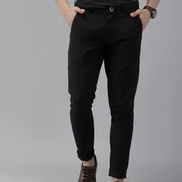 fubar Men Slim Fit Black Cotton Blend Trousers image 3