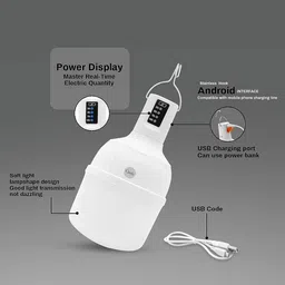 awza Rechargeable , Touch Table Lamp for study room with USB Charging 6 hrs Bulb Emergency Light image 2