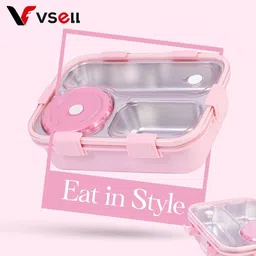 kello Steel Airtight Leak-Proof Tiffin Box for Kids Lunch Box, School, Office T113 3 Containers Lunch Box image 5