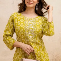 surhi Women Embroidered Cotton Blend Straight Kurta-picture-17