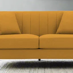 febonic Polon Fabric 2 Seater Sofa In Corn Yellow Colour image 1