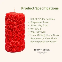 floryn decor Rose Scented Candles for Home Decor, Fragrance Candles for Gifting, Aroma Pillar Candle image 4