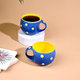 storepedia Pack of 12 Ceramic Polka Doted Tea Cups Set of 12, 150ml Coffee Mugs for Home Office image 3
