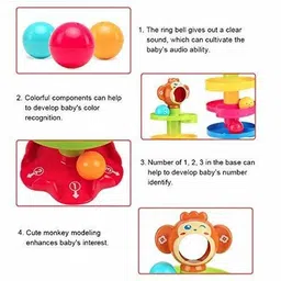 galaxies 5 Layer Plastic Stack, Drop and Go Ball Drop and Roll Swirling Tower Ramp Development Educational Toys for Baby and Toddler (Multicolour) Rattle image 3
