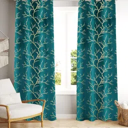 kfhdecor 214 cm (7 ft) Door Velvet Room Darkening Curtain (Pack Of 2)-picture-23