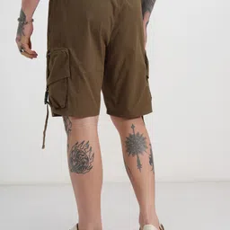 highlander Solid Men Brown Cargo Shorts image 2