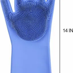 nksnimystore Reusable Rubber Silicon Wash Scrubber Heat Resistant Dish Washing Gloves K52 Wet and Dry Disposable Glove image 2
