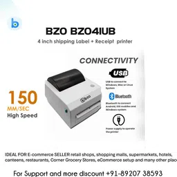 Bzo App BZO 4IUB 4Inch Thermal Shipping Barcode Label+Receipt Printer with USB+Bluetooth Thermal Receipt Printer image 3