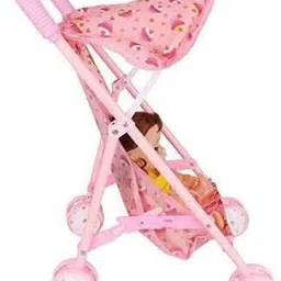 ahtuw Kid New Toy Set House Trolley with Doll for Kids Girls Stroller image 2