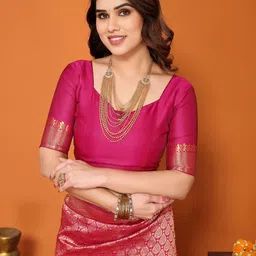 ps fashion trendz Self Design Kanjivaram Silk Blend Saree image 4