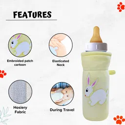 da anushi Hosiery Baby Feeding Bottle Cover, Embroided Patch Cartoon Suitable for 60-125ML image 4