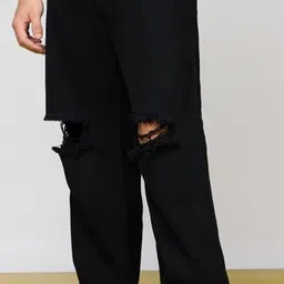 star4well Men Relaxed Fit Mid Rise Black Jeans image 2