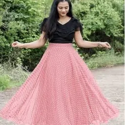 dishitha Polka Print Stitched Lehenga & Crop Top image 3