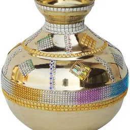 mahita collections Matka Kalash 1.54Kg Brass Kalash image 1