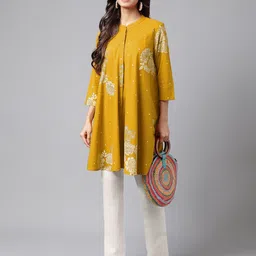 Casual Regular Sleeves Floral Print Women Yellow Top-image-22