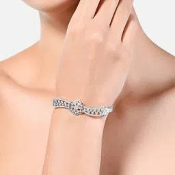 AMI Women Silver-Plated & White Brass Cubic Zirconia Bangle-Style Bracelet-picture-24
