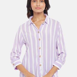 Honey by Pantaloons Women Lavender & White Striped Shirt Style Top-picture-28