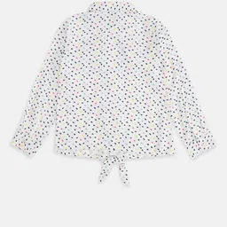 Pantaloons Junior Girls White Print Ruffles Shirt Style Top image 2
