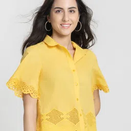 SHAYE Shirt Collar Cotton Shirt Style Top image 3