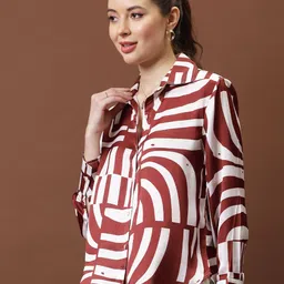 Athena Immutable Geometric Print Satin Shirt Style Top image 4