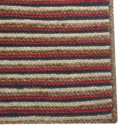 mric Multicolor Striped Jute 3 ft x 5 ft Hand Woven Carpet image 4