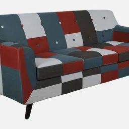 casacraft from pepperfry Fernand Fabric 3 Seater Sofa In Red Multicolour image 4
