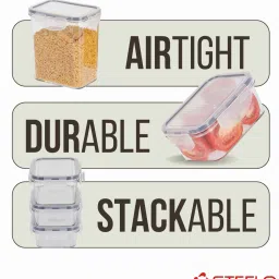 steelo Transparent Plastic (Set of 2) Soclick Rectangular Container Set 1200 ml image 3